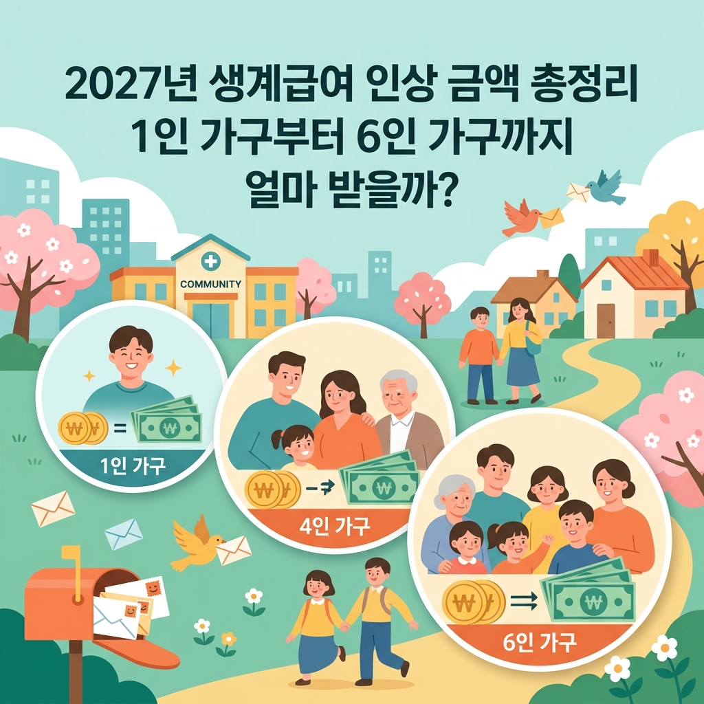 ai thumbnail illustration 2027년 생계급여 인상 금액 총정리 1인 가구부터 6인 가구까지 얼마 받을까 1792327645