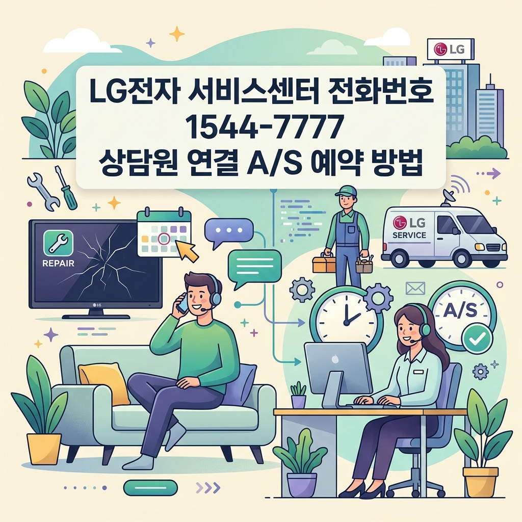 ai thumbnail illustration LG전자 서비스센터 전화번호 1544 7777 상담원 연결 AS 예약 방법 1793344740