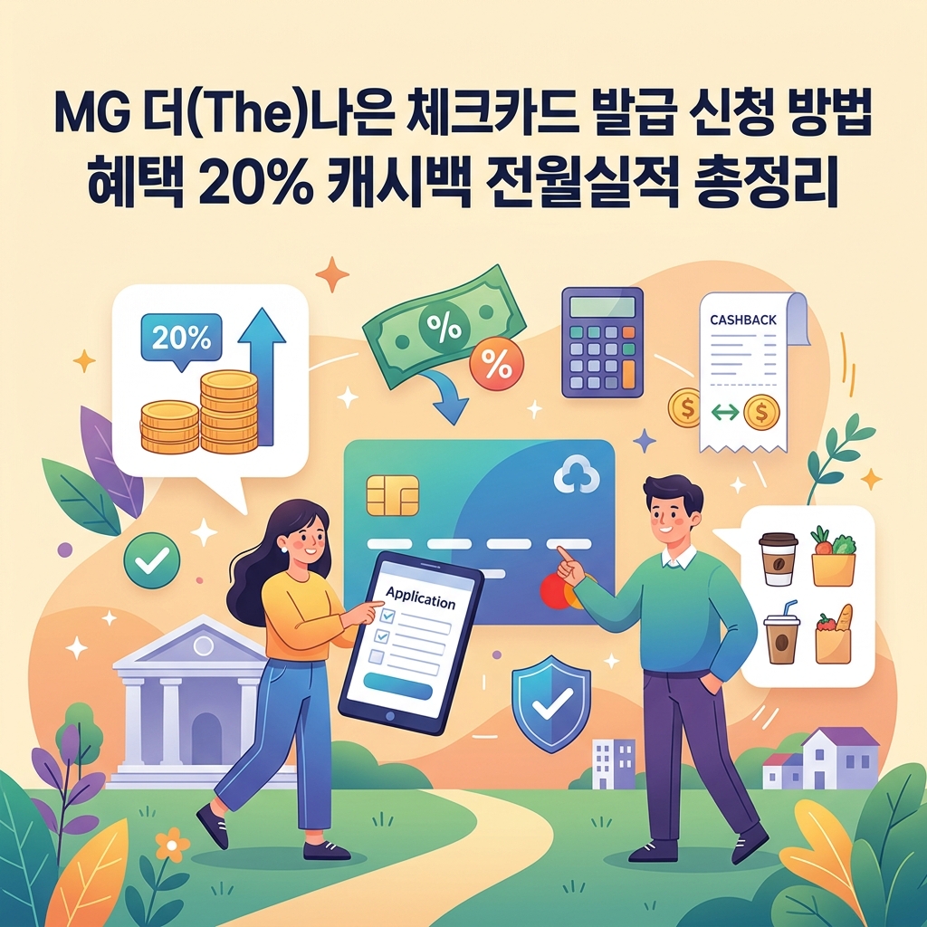 ai thumbnail illustration MG 더The나은 체크카드 발급 신청 방법 혜택 20 캐시백 전월실적 총정리 1793429816