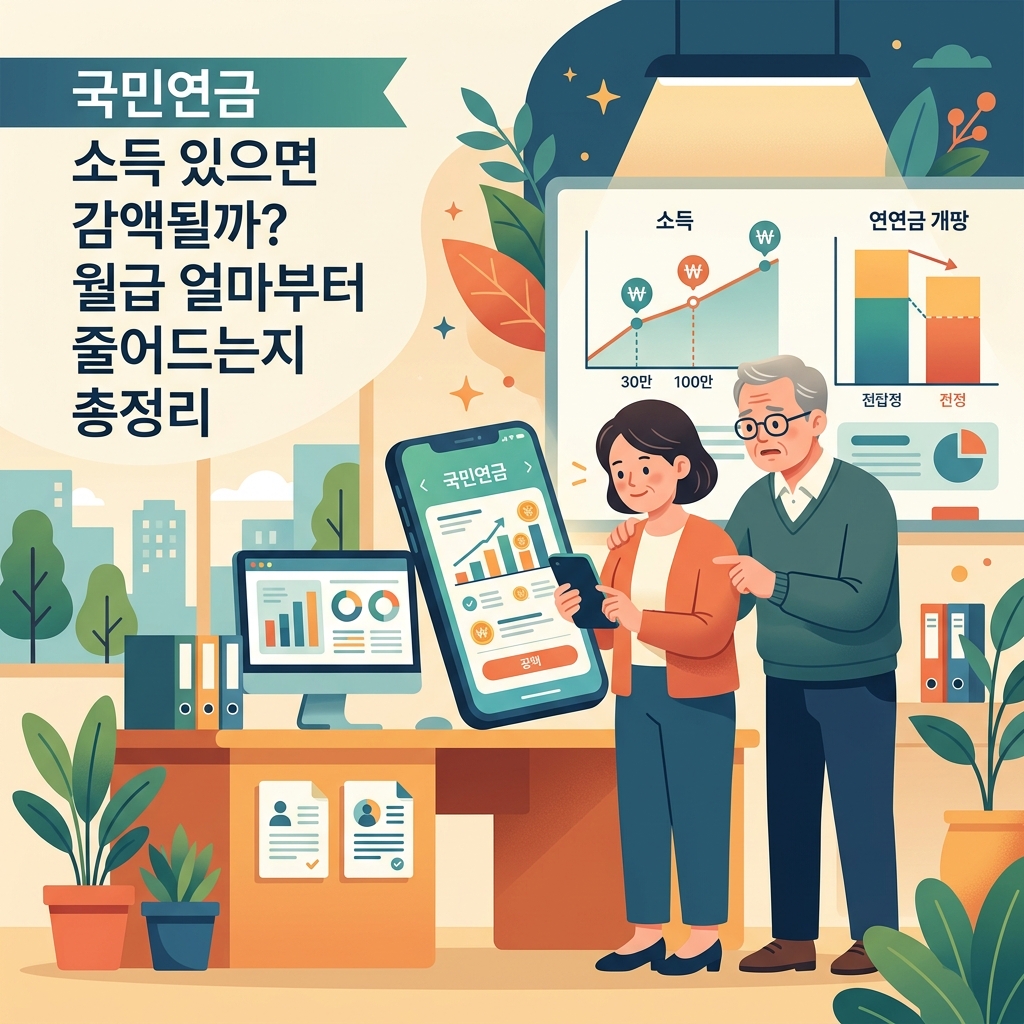 ai thumbnail illustration 국민연금 소득 있으면 감액될까 월급 얼마부터 줄어드는지 총정리 1792394031