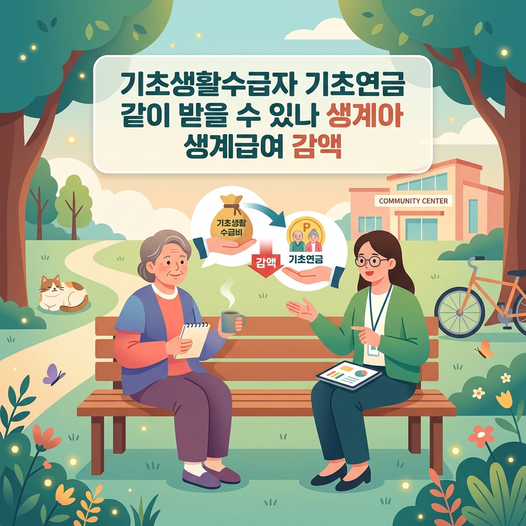 ai thumbnail illustration 기초생활수급자 기초연금 같이 받을 수 있나 생계급여 감액 1791931524