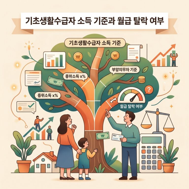 ai thumbnail illustration 기초생활수급자 소득 기준과 월급 탈락 여부 1792067623