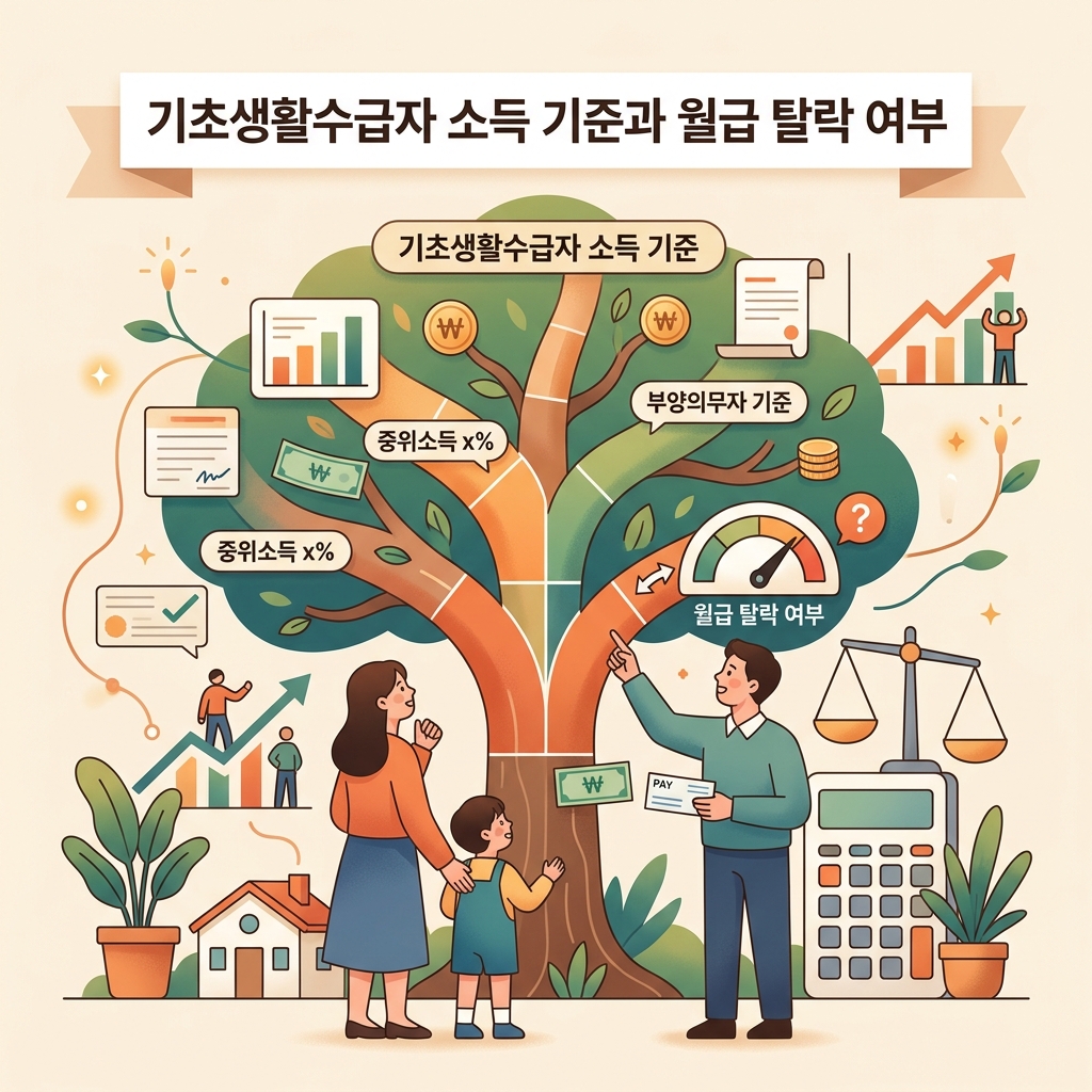 ai thumbnail illustration 기초생활수급자 소득 기준과 월급 탈락 여부 1792067623
