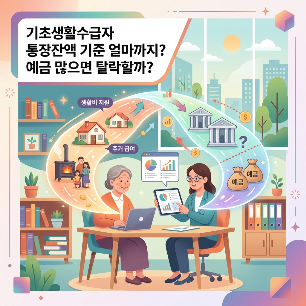 ai thumbnail illustration 기초생활수급자 통장잔액 기준 얼마까지 예금 많으면 탈락할까 1792394127