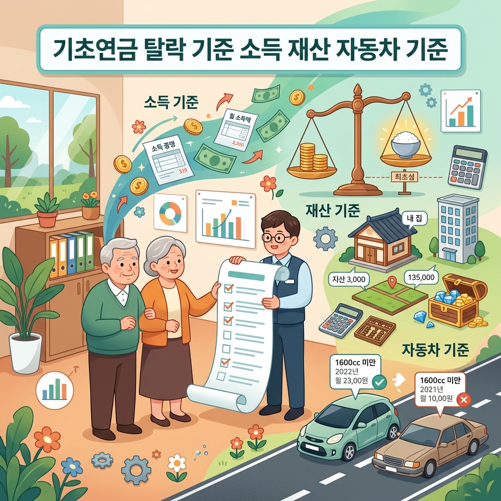 ai thumbnail illustration 기초연금 탈락 기준 소득 재산 자동차 기준 1791878847