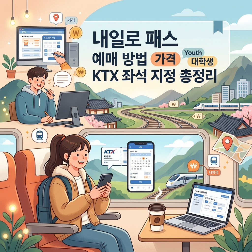 ai thumbnail illustration 내일로 패스 예매 방법 가격 Youth 대학생 KTX 좌석 지정 총정리 1793345038