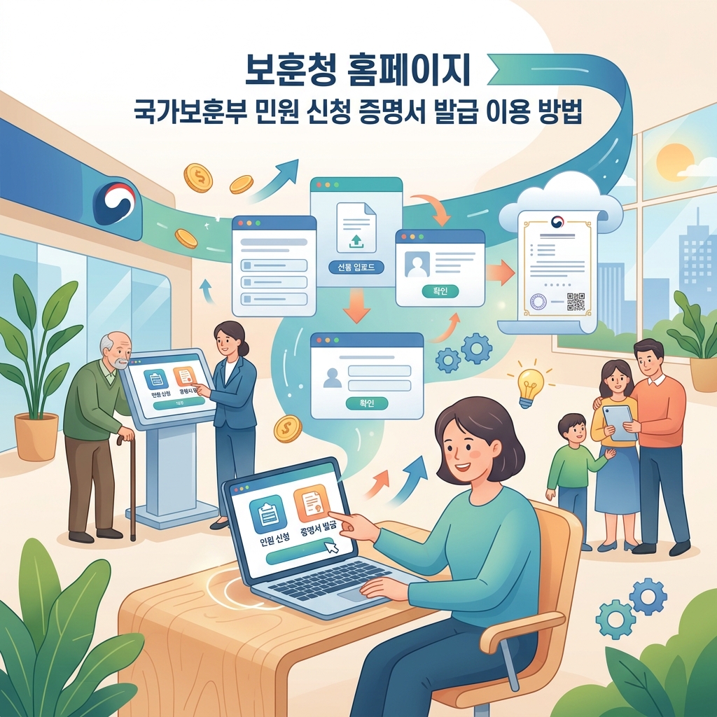 ai thumbnail illustration 보훈청 홈페이지 국가보훈부 민원 신청 증명서 발급 이용 방법 1793344282