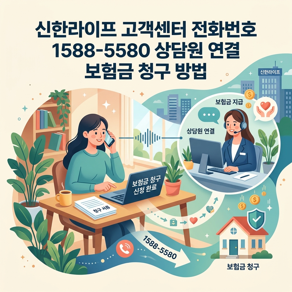 ai thumbnail illustration 신한라이프 고객센터 전화번호 1588 5580 상담원 연결 보험금 청구 방법 1793344655