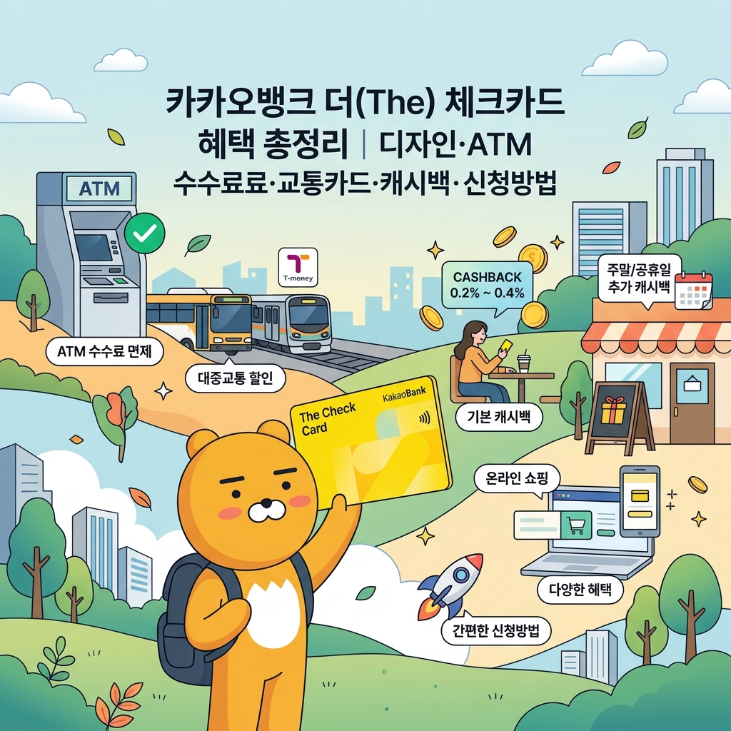 ai thumbnail illustration 카카오뱅크 더The 체크카드 혜택 총정리 디자인·ATM 수수료·교통카드·캐시백·신청방법 1793430446