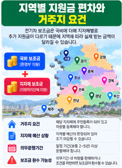 2026 전기차 보조금 조회 차종별 지역별 지원금 확인하기 3 지역별 지원금 편차와 거주지 요건