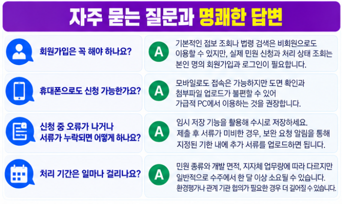 산지전용통합정보시스템 산e랑 운영 이용 방법 안내 6 자주 묻는 질문과 명쾌한 답변