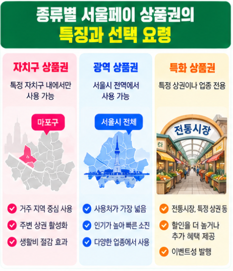 서울페이 홈페이지 가맹점 사용처 이용 방법 안내 3 종류별 서울페이 상품권의 특징과 선택 요령