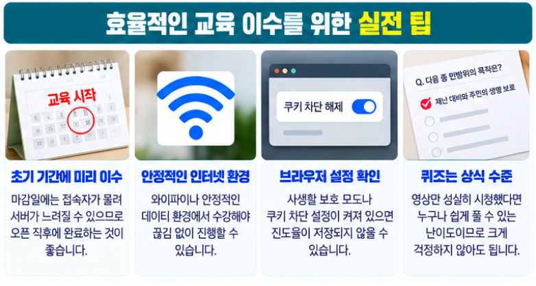 2026 민방위 사이버교육 온라인 이수 방법 교육시간 대상 총정리 6 효율적인 교육 이수를 위한 실전 팁과 조언