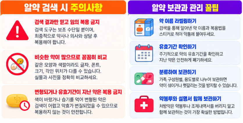약 모양으로 이름 찾기 알약 글자 색깔 사진으로 약 검색하는 방법 6 알약 검색 시 자주 하는 실수와 주의사항