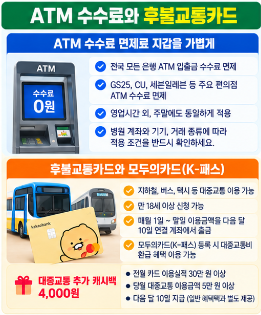 카카오뱅크 더(The) 체크카드 혜택 총정리 | 디자인·ATM 수수료·교통카드·캐시백·신청방법 3 카카오뱅크 더 체크카드 ATM 수수료 확인 방법