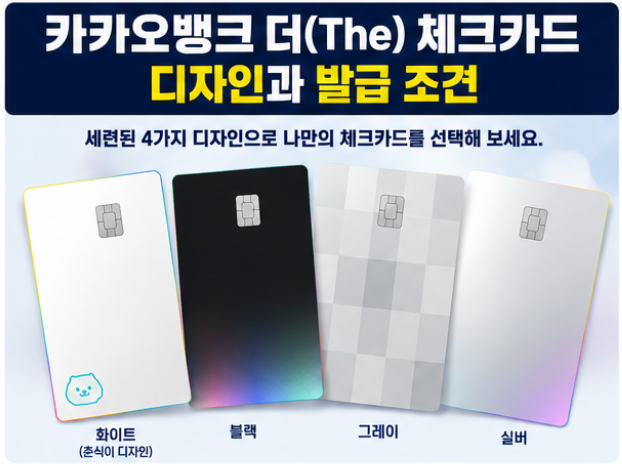 카카오뱅크 더(The) 체크카드 혜택 총정리 | 디자인·ATM 수수료·교통카드·캐시백·신청방법 2 카카오뱅크 더 체크카드 디자인과 발급 조건